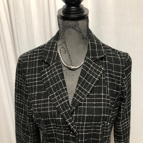 Studio Y Jacket Womens Size 9 - 10 Black White Plaid Lined Pockets Blazer Career - Picture 2 of 7